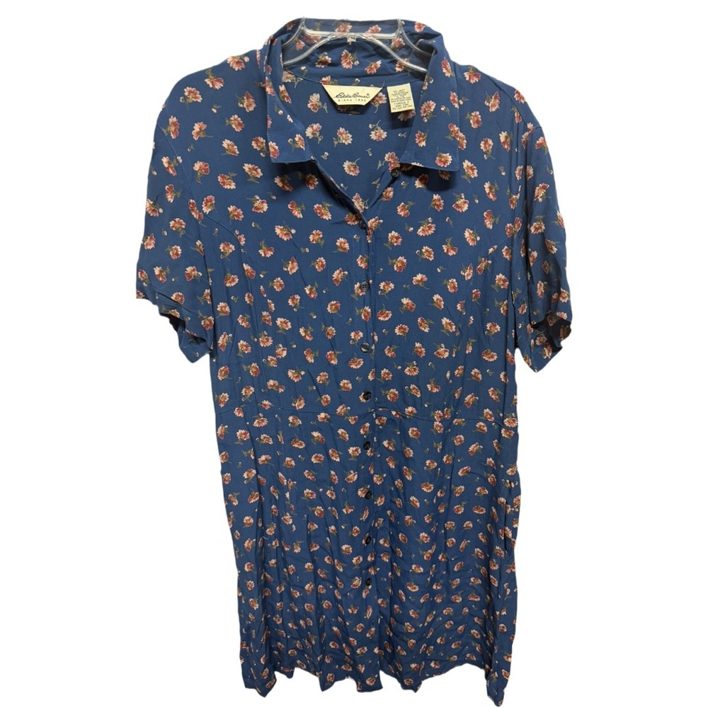 Eddie Bauer Navy Blue Floral Midi Dress